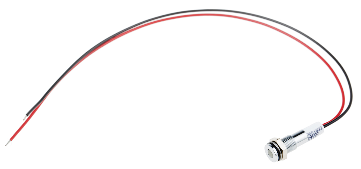 RS PRO White Panel Mount Indicator, 24V dc, Lead Wire Termination, IP67