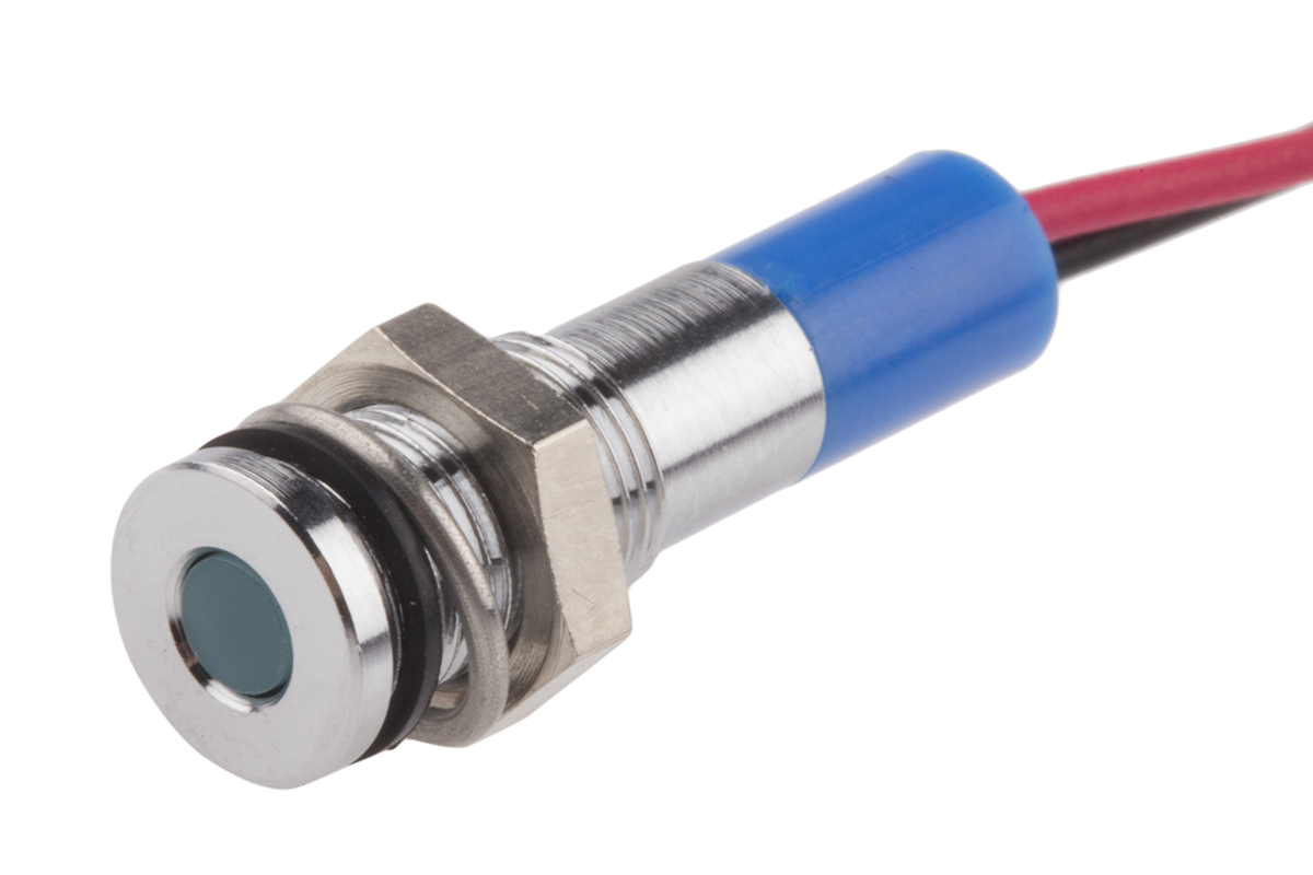 RS PRO Blue Panel Mount Indicator, 24V dc, Lead Wire Termination, IP67