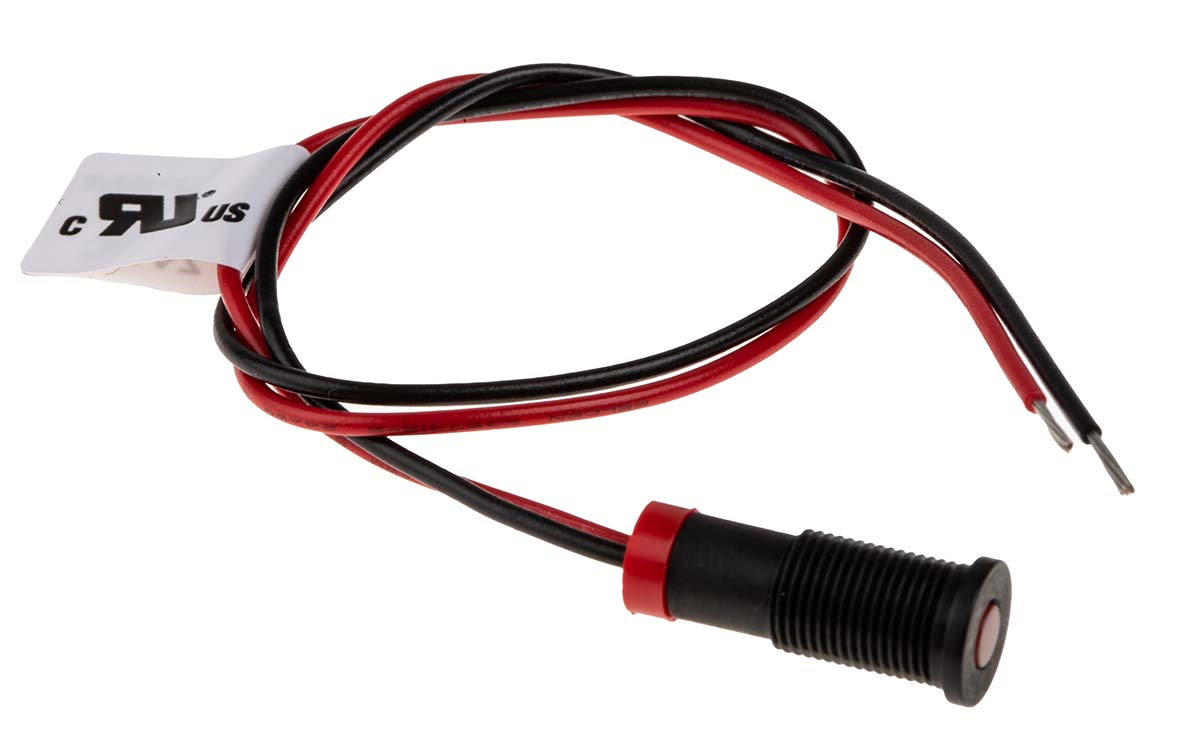 RS PRO Red Panel Mount Indicator, 2V dc, Lead Wire Termination, IP67