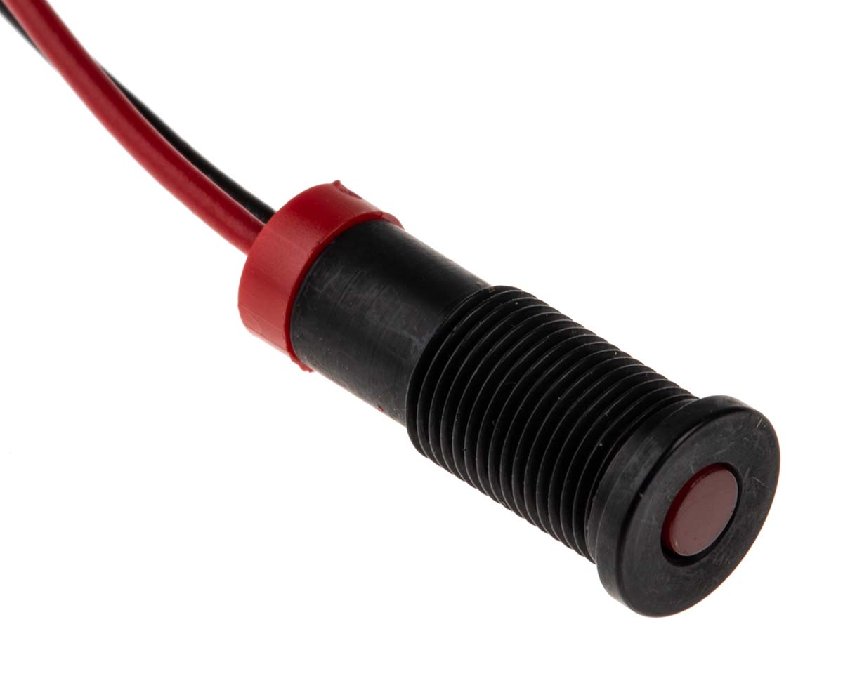 700-1842 RS PRO Red Panel Mount Indicator, 2V dc, Lead Wire Termination, IP67