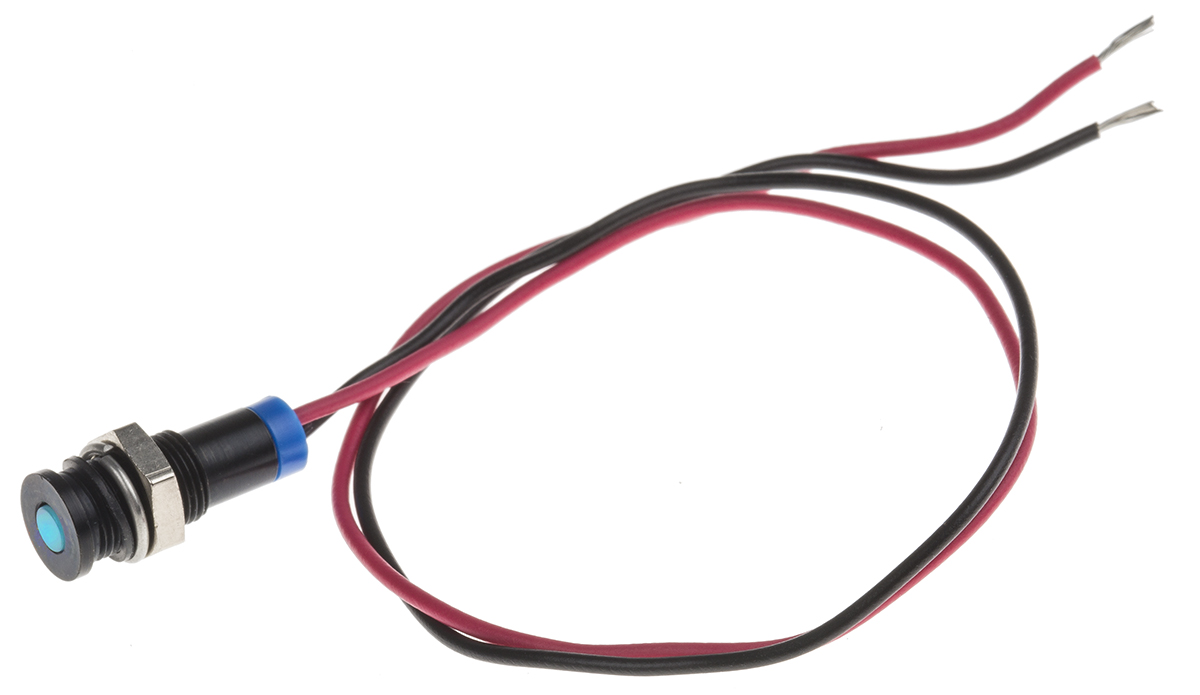 RS PRO Blue Panel Mount Indicator, 2V dc, Lead Wire Termination, IP67