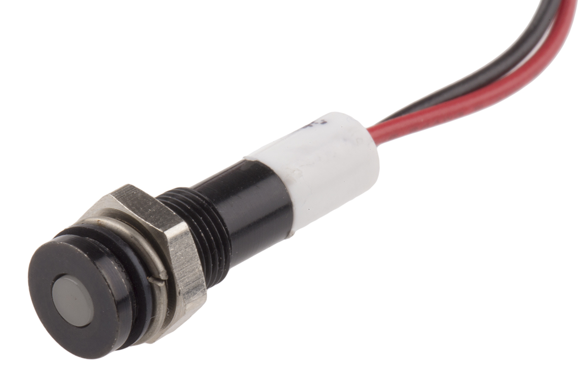 RS PRO White Panel Mount Indicator, 24V dc, Lead Wire Termination, IP67