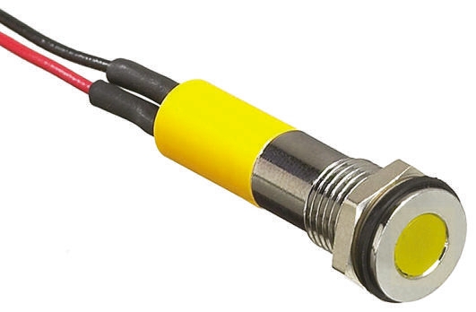 RS PRO Yellow Panel Mount Indicator, 2V dc, Lead Wire Termination, IP67