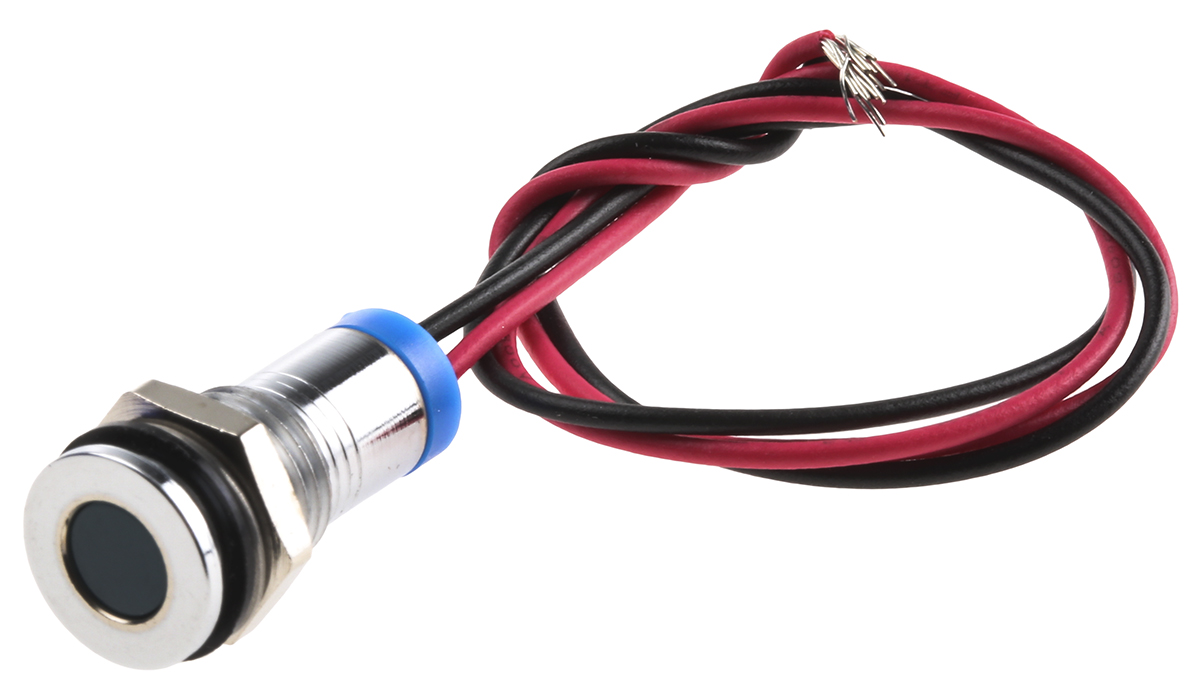 RS PRO Blue Panel Mount Indicator, 2V dc, Lead Wire Termination, IP67