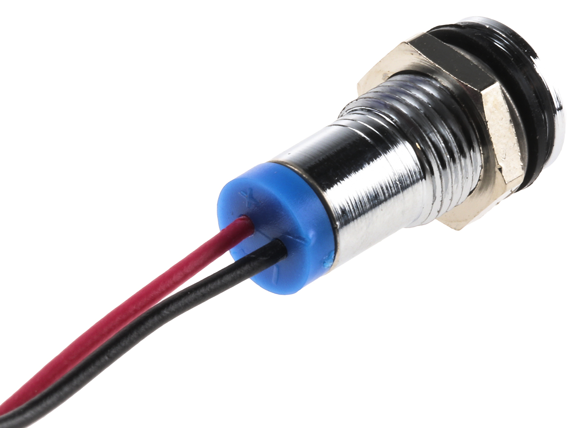 700-1909 RS PRO Blue Panel Mount Indicator, 2V dc, Lead Wire Termination, IP67