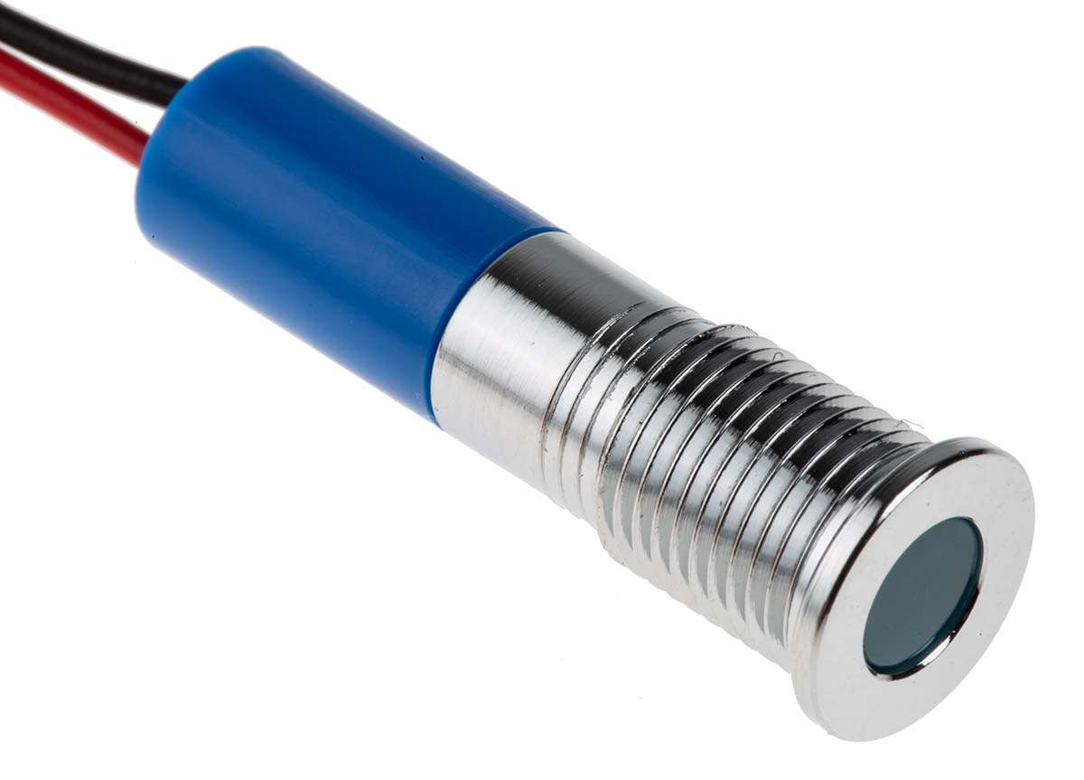 700-1930 RS PRO Blue Panel Mount Indicator, 24V dc, Lead Wire Termination, IP67