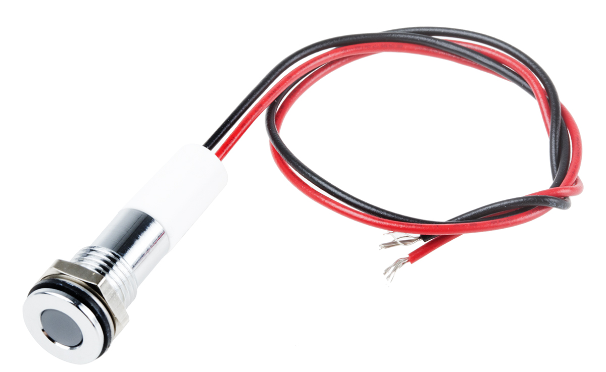 RS PRO White Panel Mount Indicator, 24V dc, Lead Wire Termination, IP67