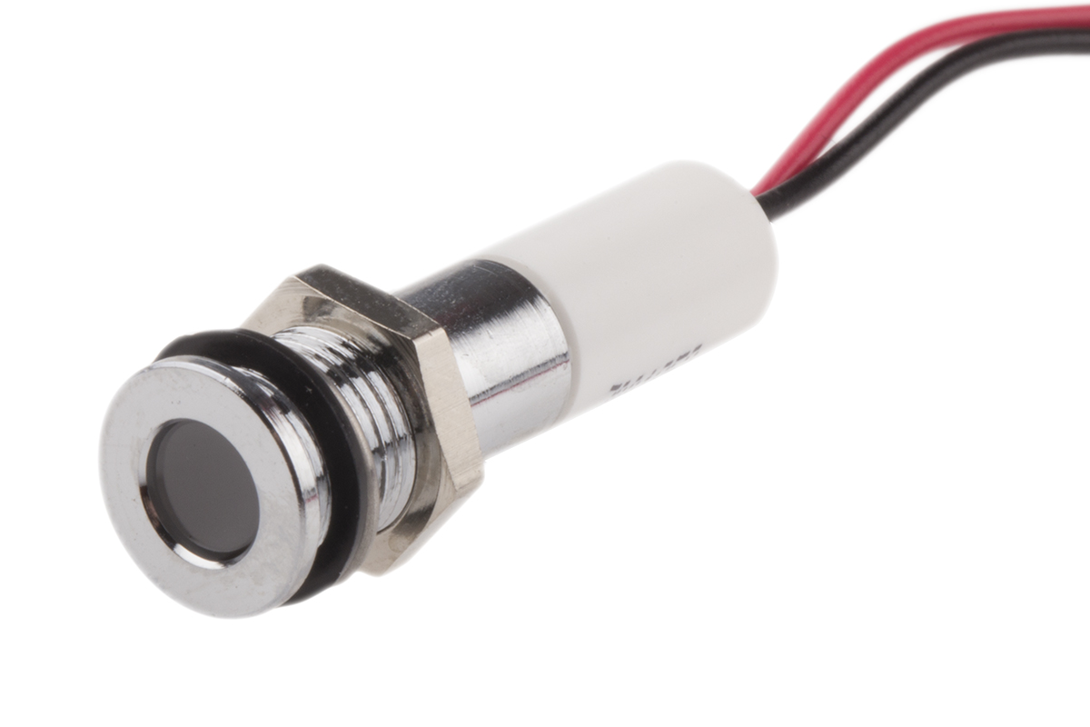 RS PRO White Panel Mount Indicator, 220V ac, Lead Wire Termination, IP67