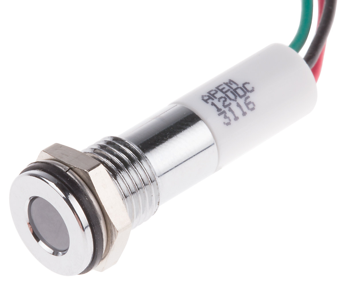 RS PRO Panel Mount Indicator, 12V dc, Lead Wire Termination, IP67