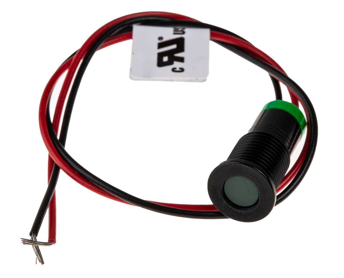 RS PRO Green Panel Mount Indicator, 2V dc, Lead Wire Termination, IP67
