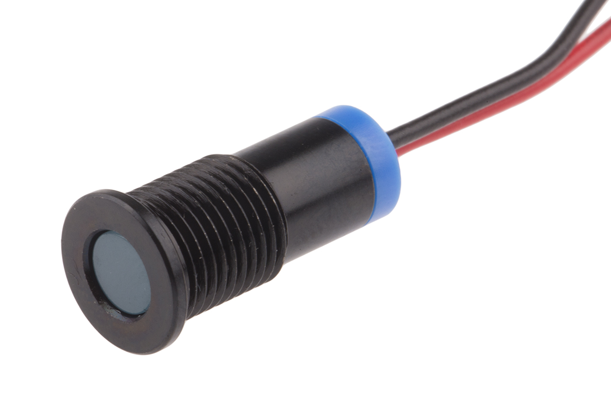 RS PRO Blue Panel Mount Indicator, 2V dc, Lead Wire Termination, IP67