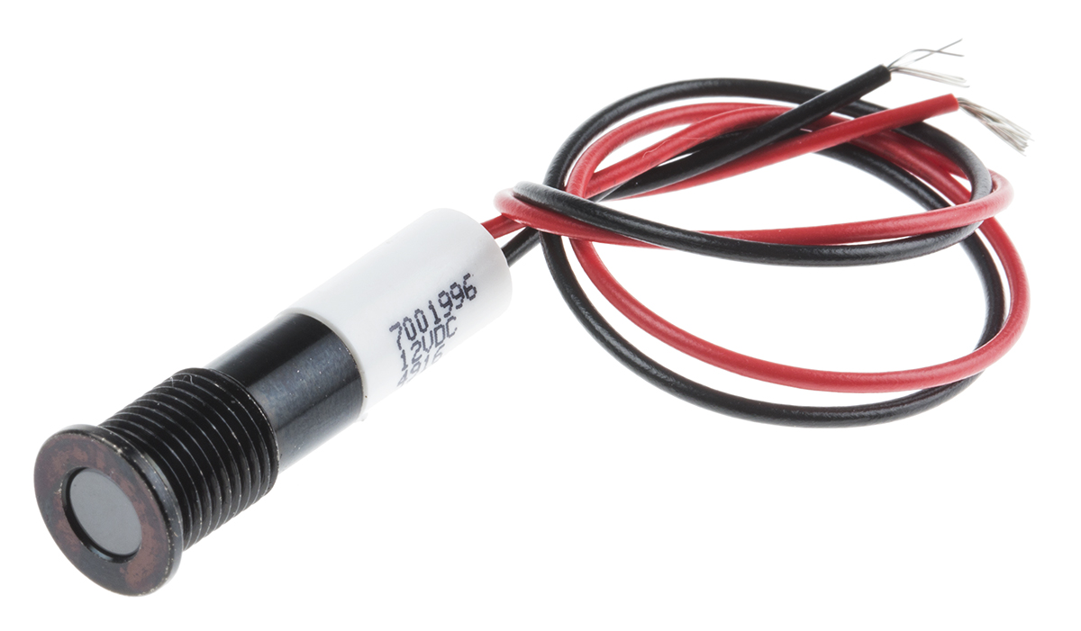 RS PRO White Panel Mount Indicator, 12V dc, Lead Wire Termination, IP67
