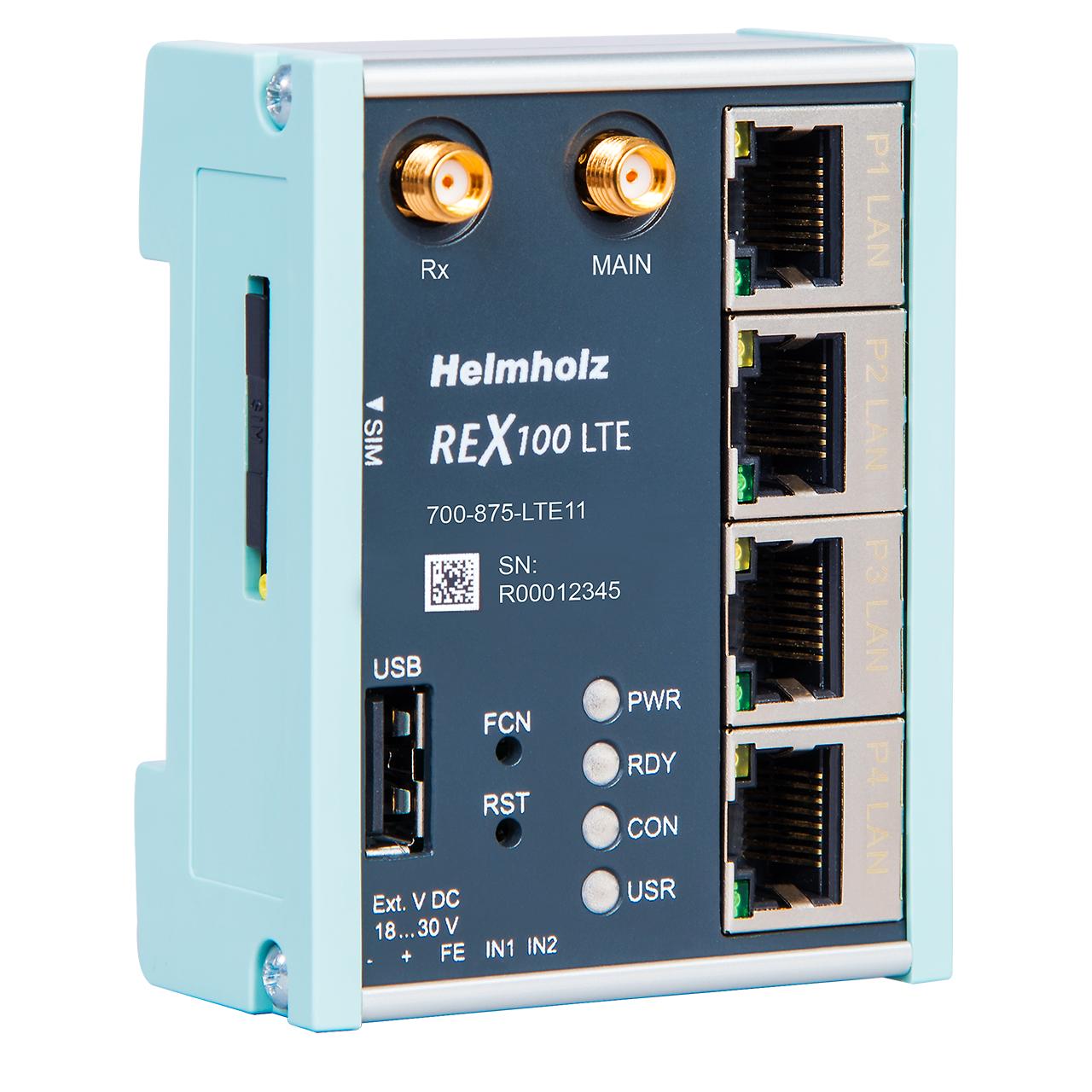 Helmholz GmbH & Co. KG REX 100 LTE REX 100 LTE, 4 Port RJ45 Socket, 10 Base-T, 100 Base-T