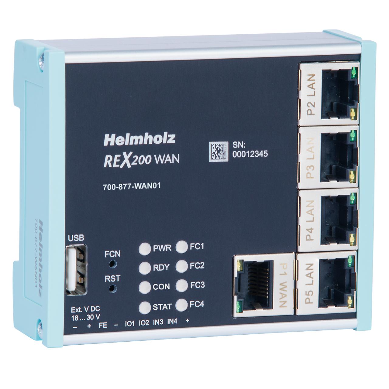Helmholz GmbH & Co. KG REX 100 WAN REX 100 WAN, 5 Port 10 Base-T, RJ45 Socket, 100 Base-T