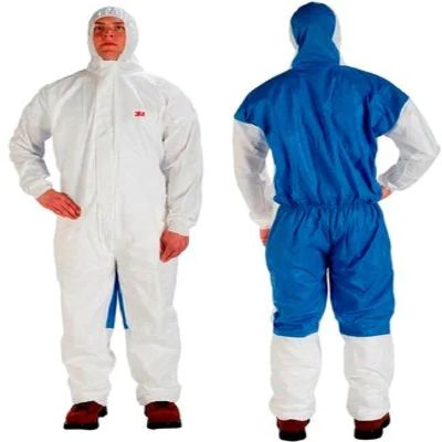 3M 7000089640 Blue, White Polypropylene, Polyethylene Personal Protection Hood, Resistant to Tear Resistant, Water
