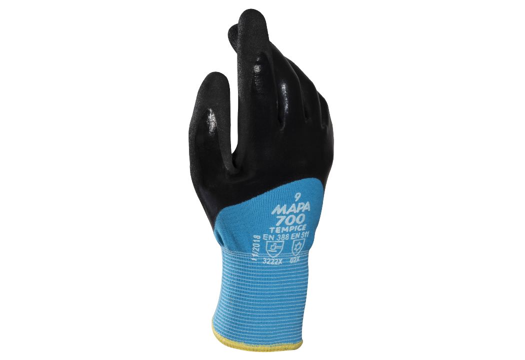 Mapa TempDex Blue Nitrile Work Gloves, Size 8, Nitrile Coating