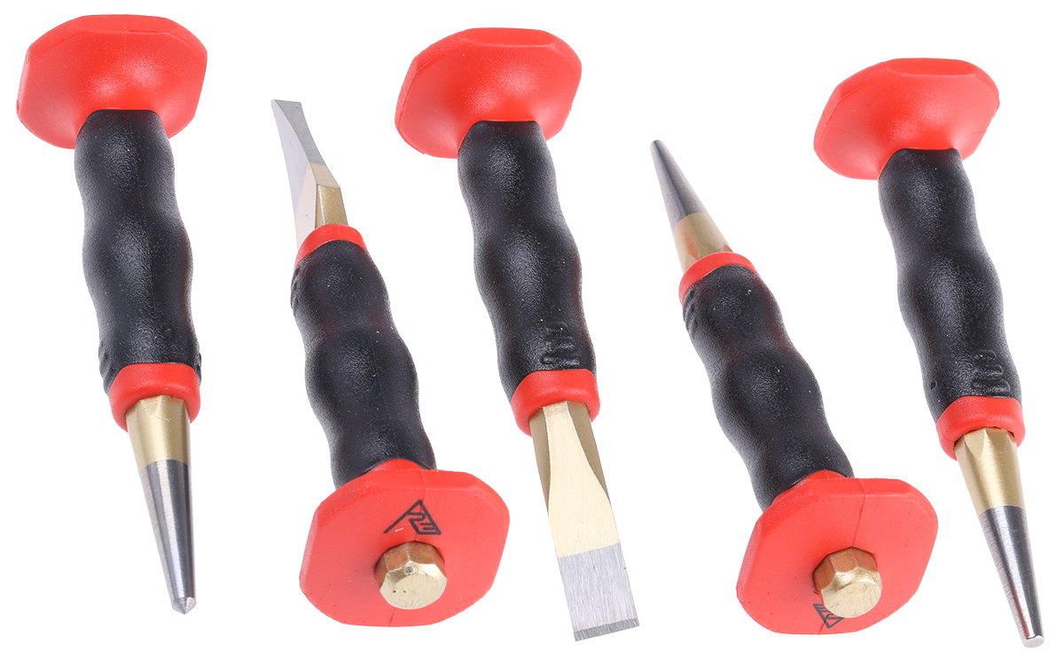 RS PRO 5-Piece Punch Set, Anti-Vibration Punch, 10.0mm Shank