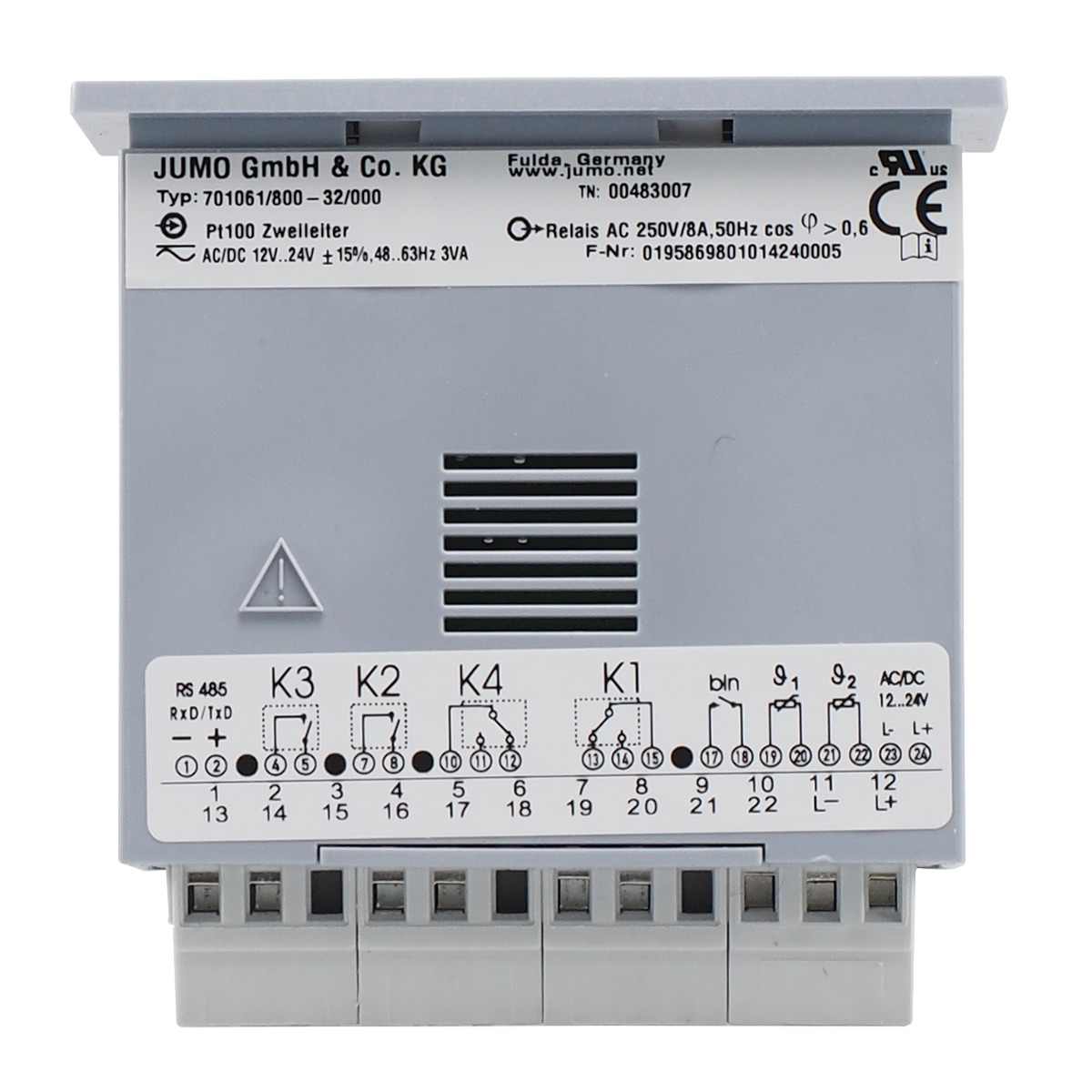 701061822-32000061 Jumo 701061 Panel Mount Controller 3 Input, 3 Output Relay 24V ac/dc Controller