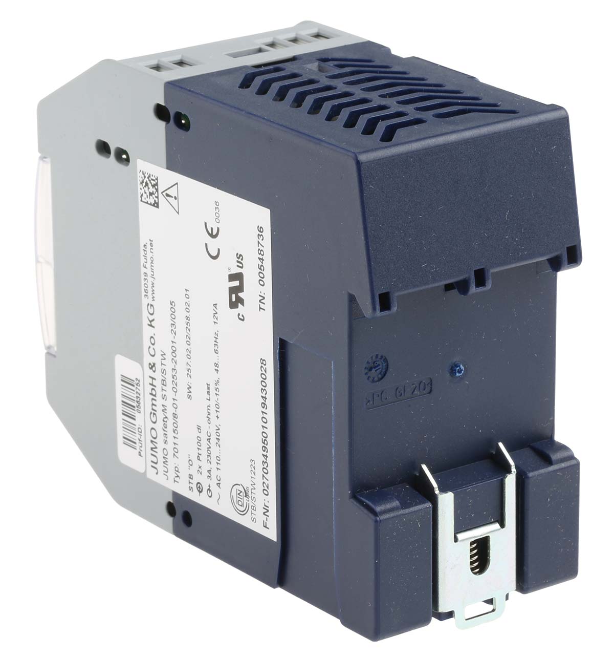 7011508-01-0253-2001-23005 Jumo STB/STW DIN Rail Temperature Limiter 2 Input, 2 Output 2 Relay 240V ac On-Off