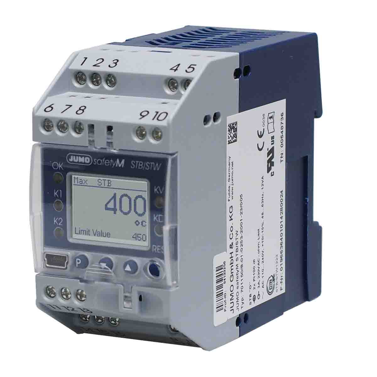 7011508-01-0253-2001-23005 Jumo STB/STW DIN Rail Temperature Limiter 2 Input, 2 Output 2 Relay 240V ac On-Off