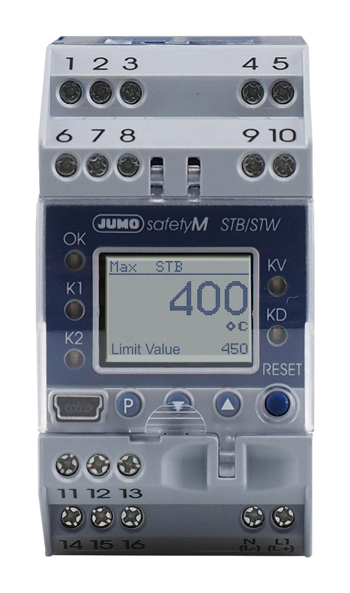 Jumo JUMO safetyM DIN Rail Temperature Limiter 2 Input, 2 Output 2 Relay 24V ac/dc PID Controller