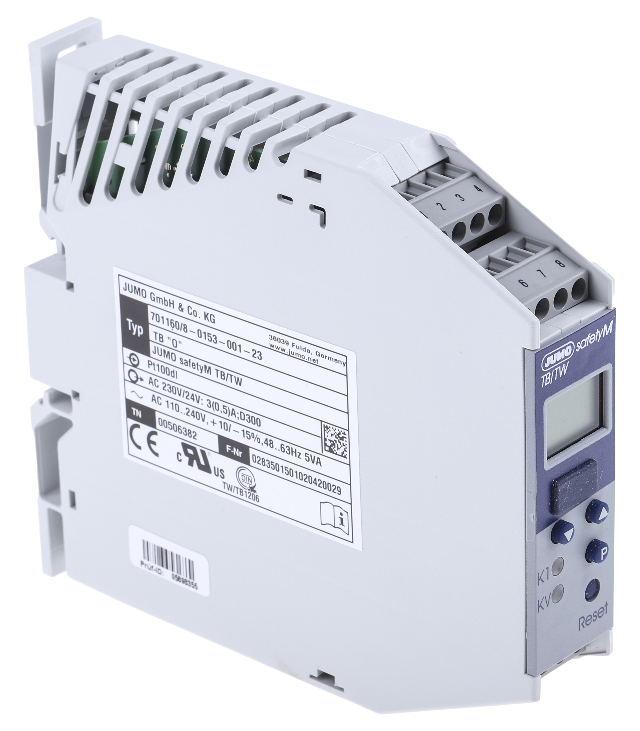 7011608-0153-001-23 Jumo safetyM TB/TW DIN Rail Temperature Limiter 1 Input, 2 Output 2 Relay 240V ac On-Off