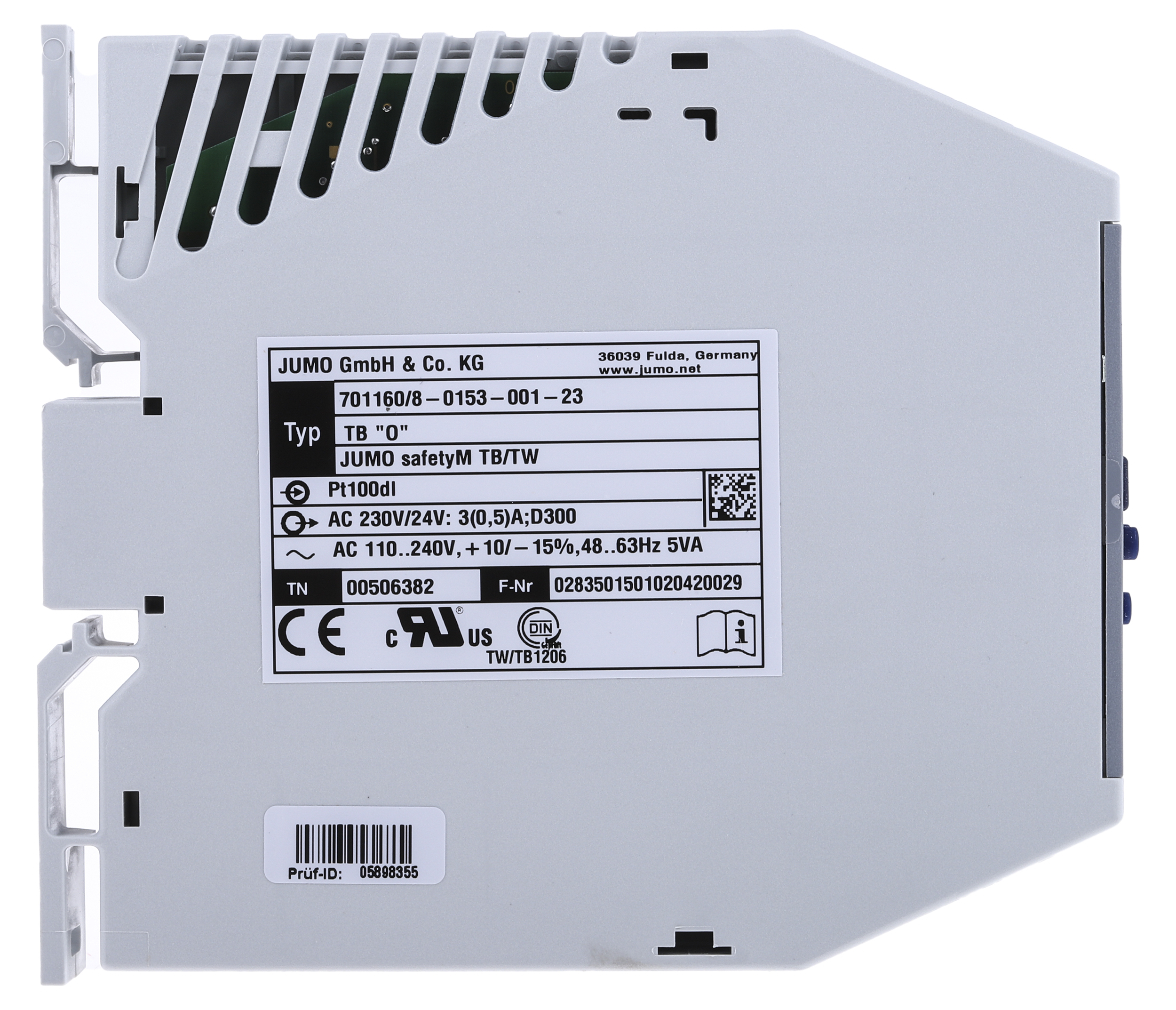 7011608-0153-001-23 Jumo safetyM TB/TW DIN Rail Temperature Limiter 1 Input, 2 Output 2 Relay 240V ac On-Off