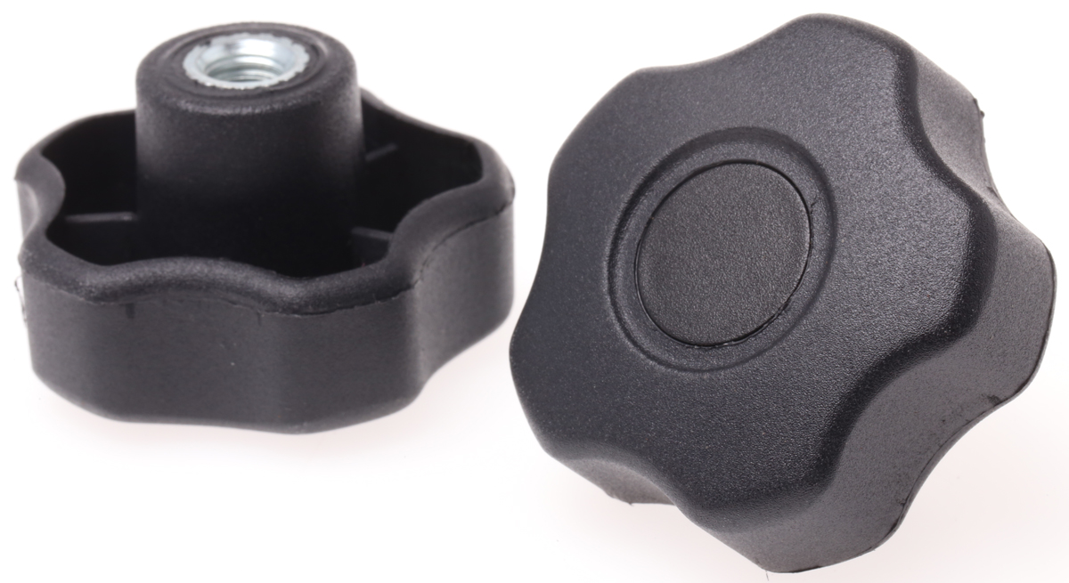 RS PRO Black Polypropylene Multiple Lobes Clamping Knob, M8, Threaded Through Hole