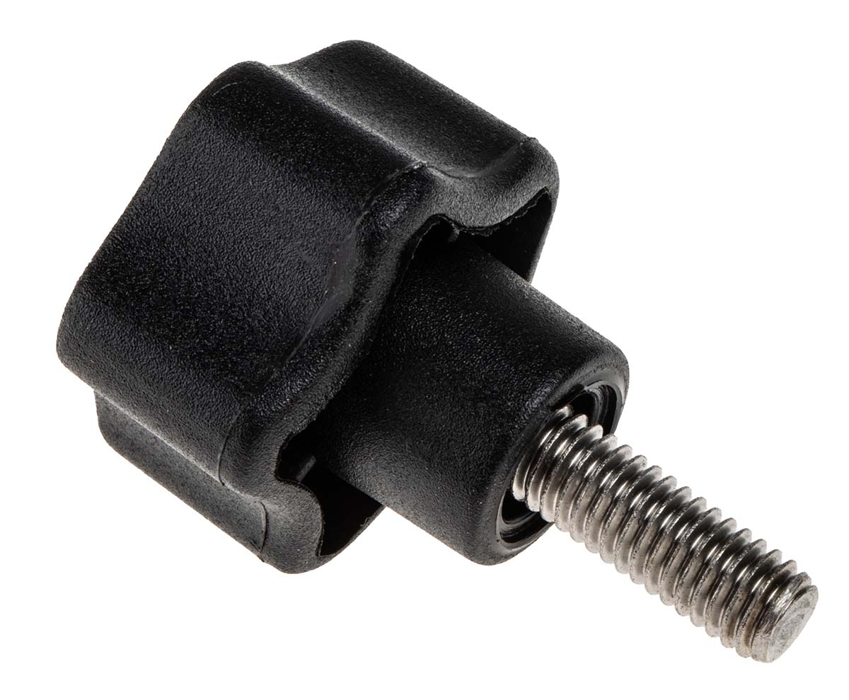 RS PRO Black Polypropylene Multiple Lobes Clamping Knob, M6, Threaded Stud