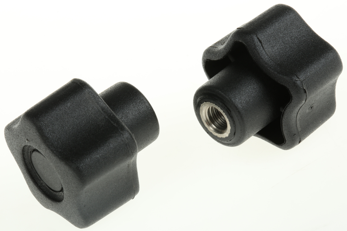 RS PRO Black Polypropylene Multiple Lobes Clamping Knob, M6, Female