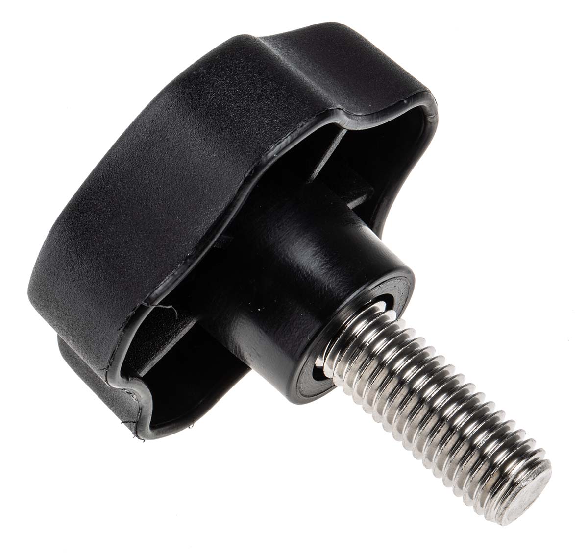 RS PRO Black Polypropylene Multiple Lobes Clamping Knob, M12, Threaded Stud
