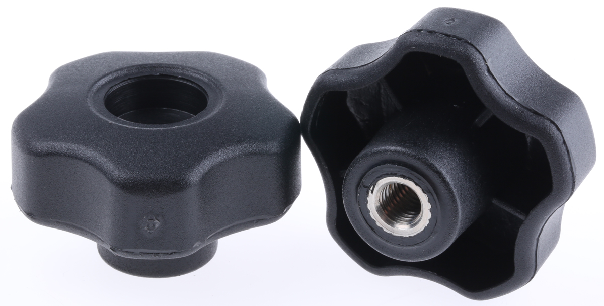 RS PRO Black Polypropylene Multiple Lobes Clamping Knob, M8, Female