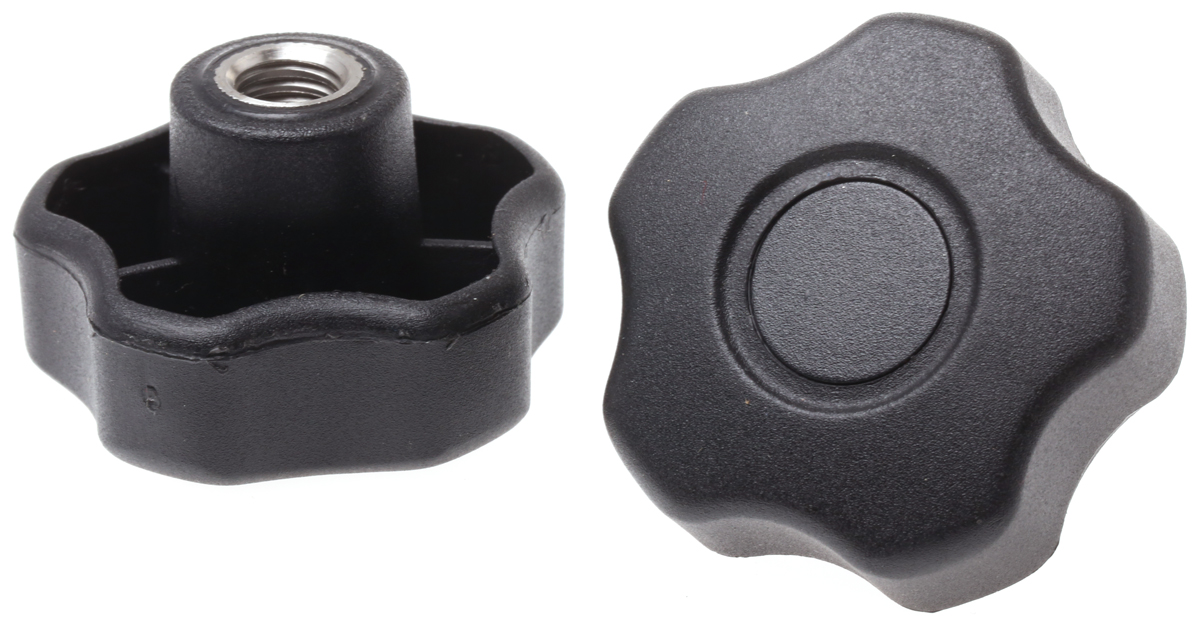 RS PRO Black Polypropylene Multiple Lobes Clamping Knob, M10, Female