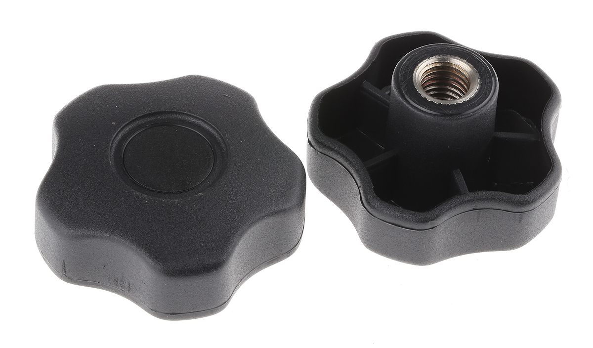 RS PRO Black Polypropylene Multiple Lobes Clamping Knob, M12, Female