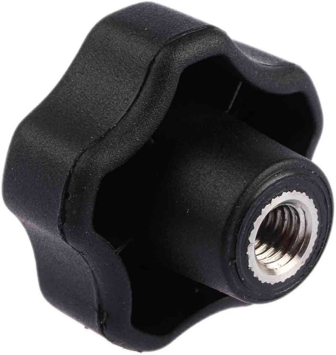 702-7677 RS PRO Black Polypropylene Multiple Lobes Clamping Knob, M8, Threaded Through Hole