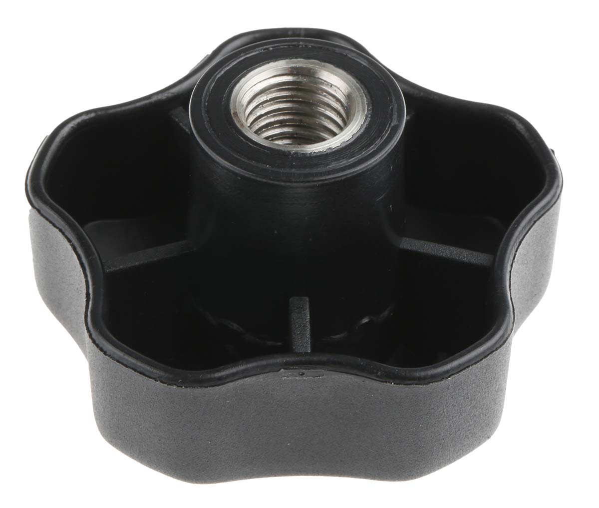 RS PRO Black Polypropylene Multiple Lobes Clamping Knob, M12, Threaded Through Hole