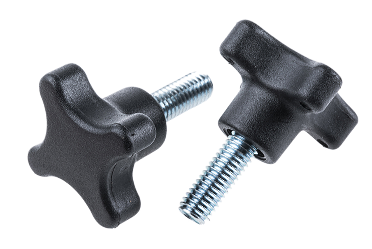 RS PRO Black 4-Arm Clamping Knob, M8, Threaded Stud