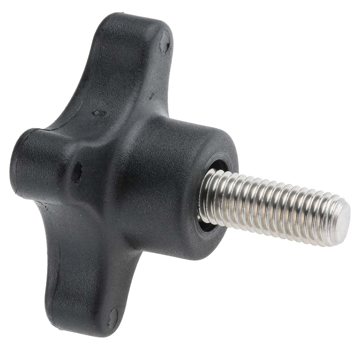 702-7746 RS PRO Black Polypropylene 4-Arm Clamping Knob, Threaded Stud