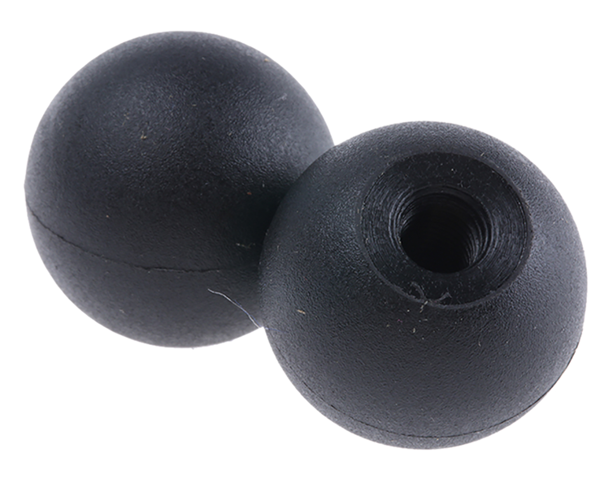 RS PRO Black Polyamide 6 Ball Clamping Knob, Threaded Through Hole