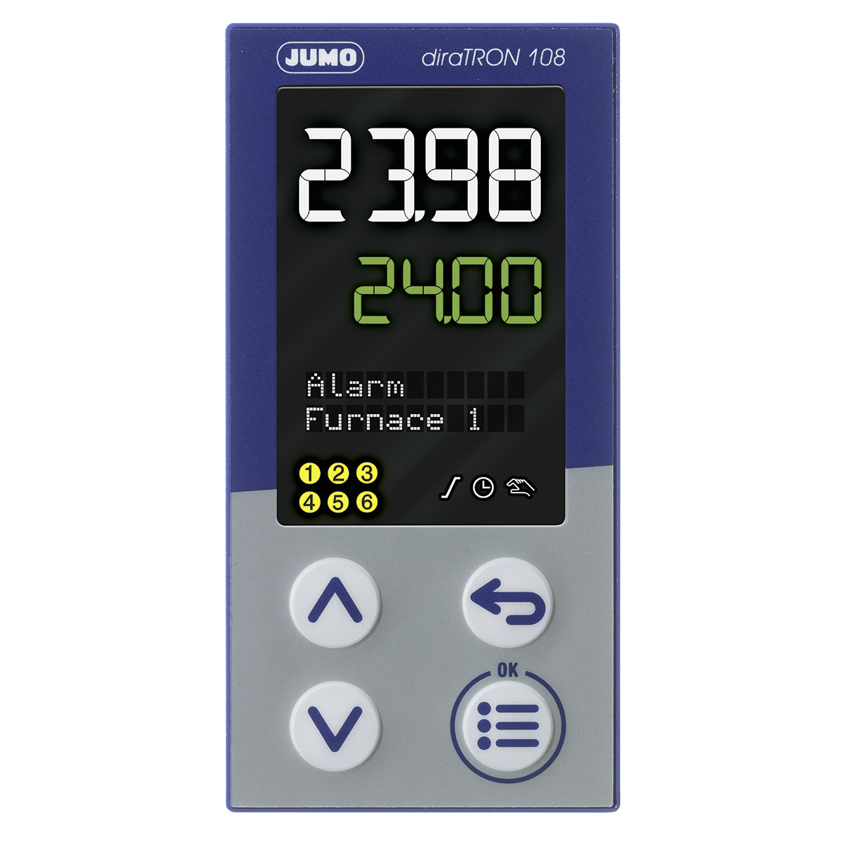 Jumo diraTRON Panel Mount PID Temperature Controller 3 Input, 3 Output 2 Relay 240V ac/dc PID Controller