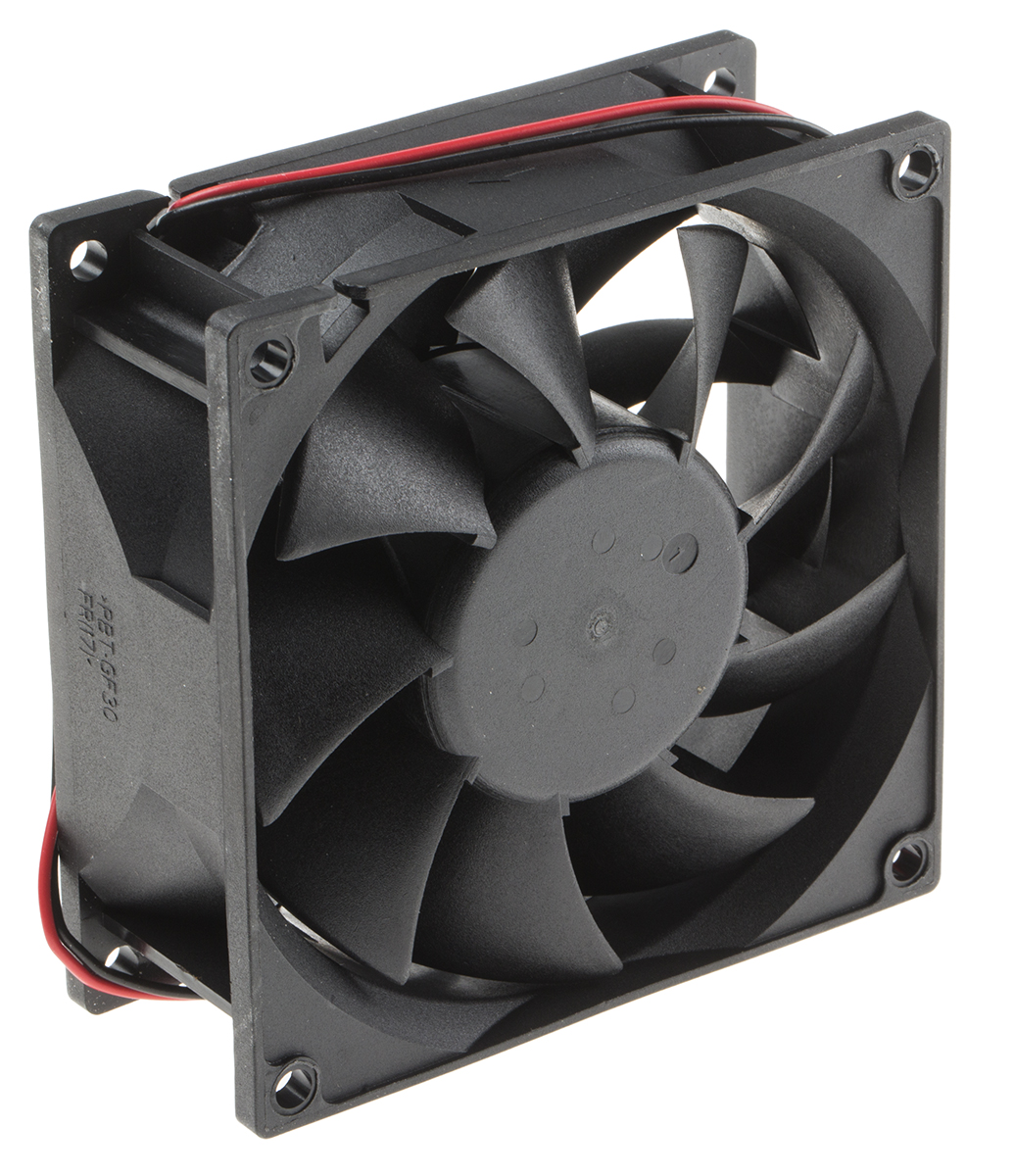 703-3451 RS PRO OD9238 Series Axial Fan, 12V dc, 229.4 m³/h, 16 W, 1.3 A Max 92.5 mm 92.5mm 38 mm