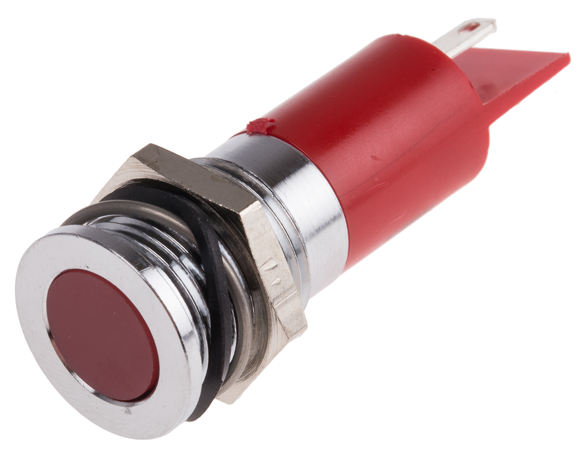 RS PRO Red Panel Mount Indicator, 24V dc, Solder Tab Termination, IP67