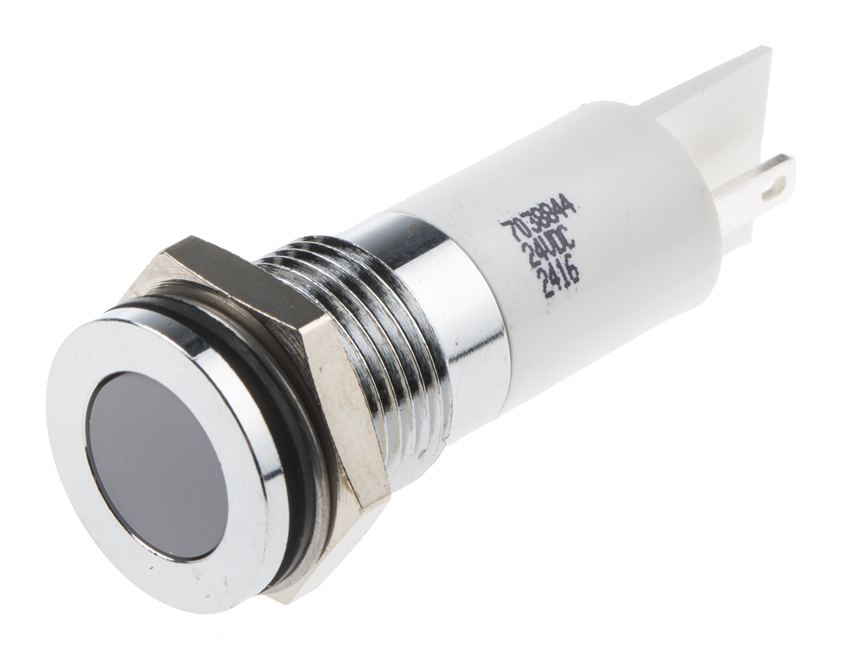 RS PRO White Panel Mount Indicator, 24V dc, Solder Tab Termination, IP67
