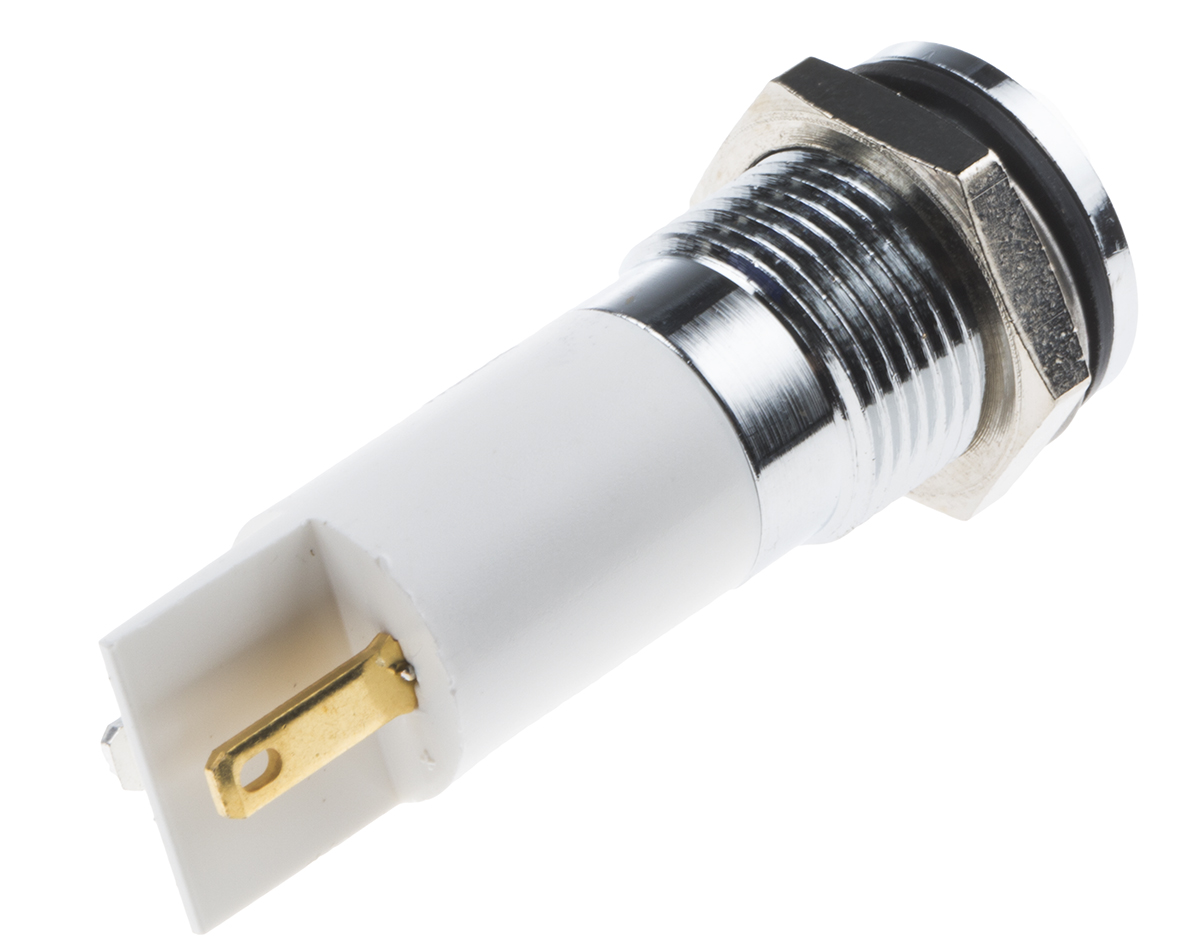 703-8844 RS PRO White Panel Mount Indicator, 24V dc, Solder Tab Termination, IP67
