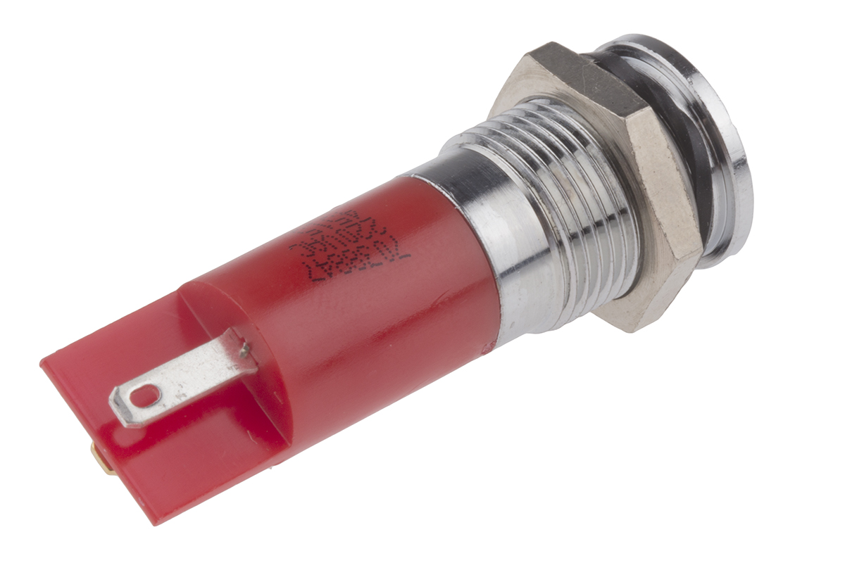 703-8847 RS PRO Red Panel Mount Indicator, 220V ac, Solder Tab Termination, IP67