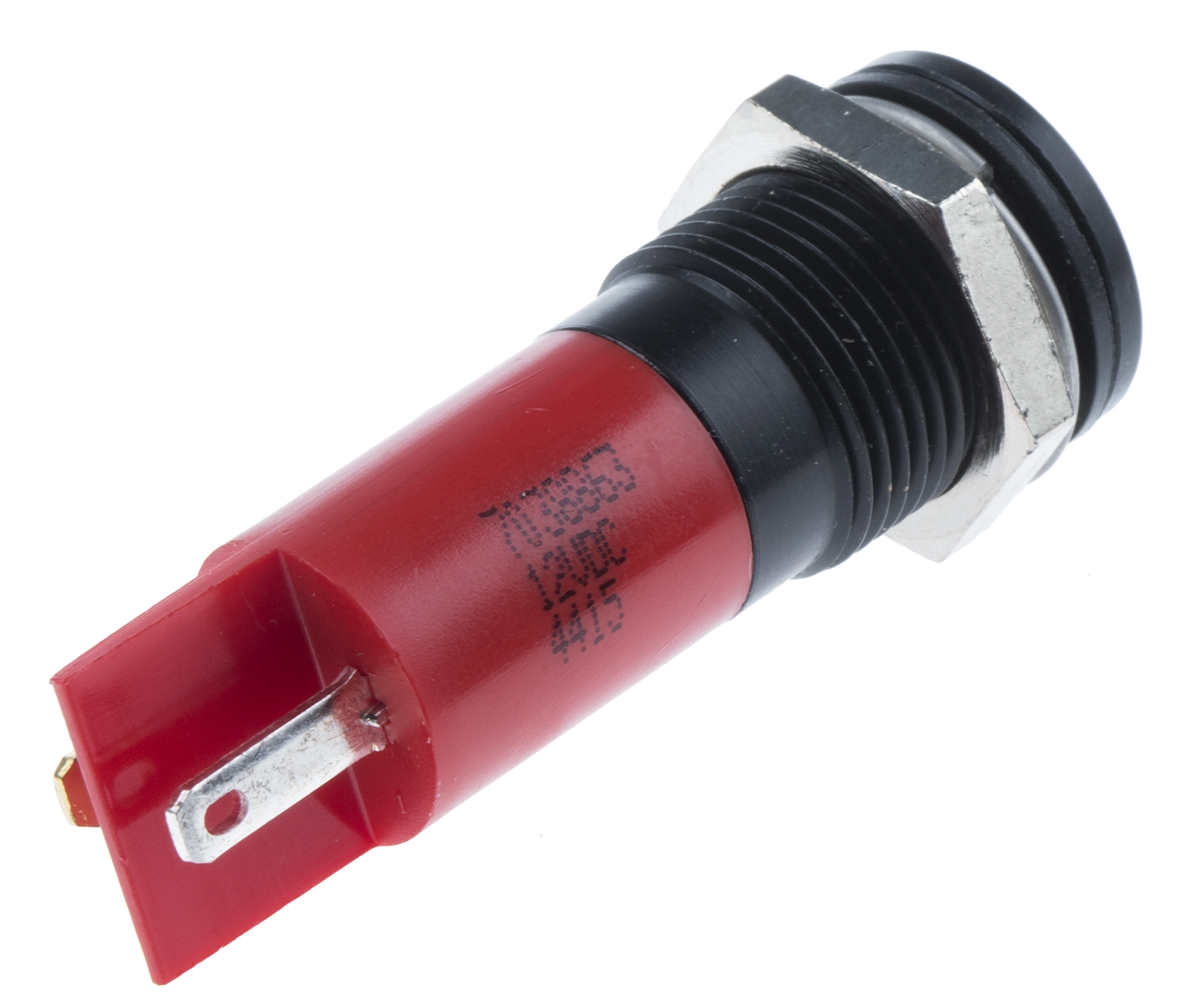 703-8863 RS PRO Red Panel Mount Indicator, 12V dc, Solder Tab Termination, IP67