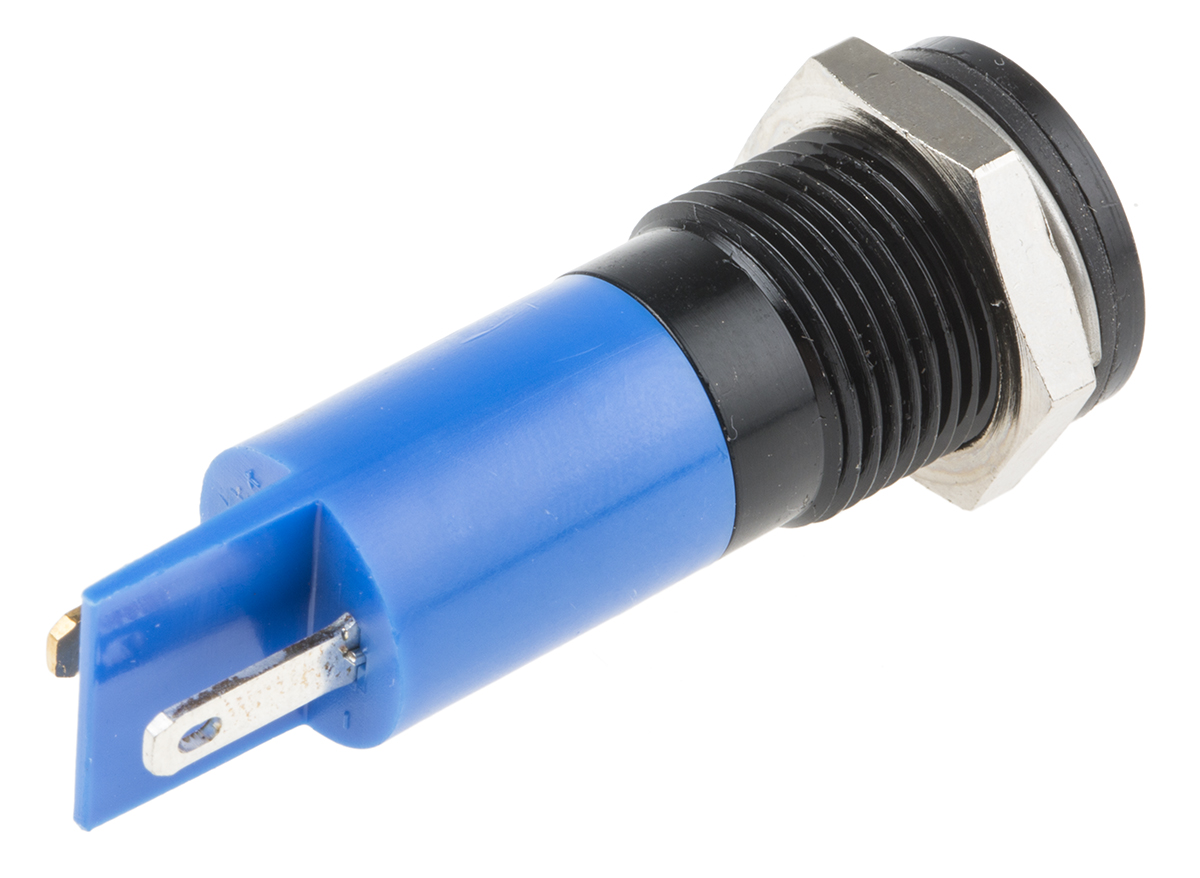 703-8879 RS PRO Blue Panel Mount Indicator, 12V dc, Solder Tab Termination, IP67