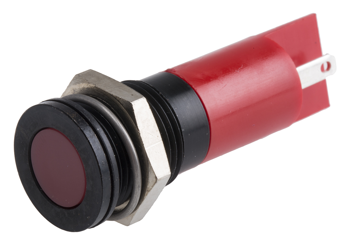 RS PRO Red Panel Mount Indicator, 24V dc, Solder Tab Termination, IP67
