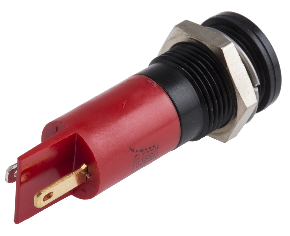 703-8881 RS PRO Red Panel Mount Indicator, 24V dc, Solder Tab Termination, IP67