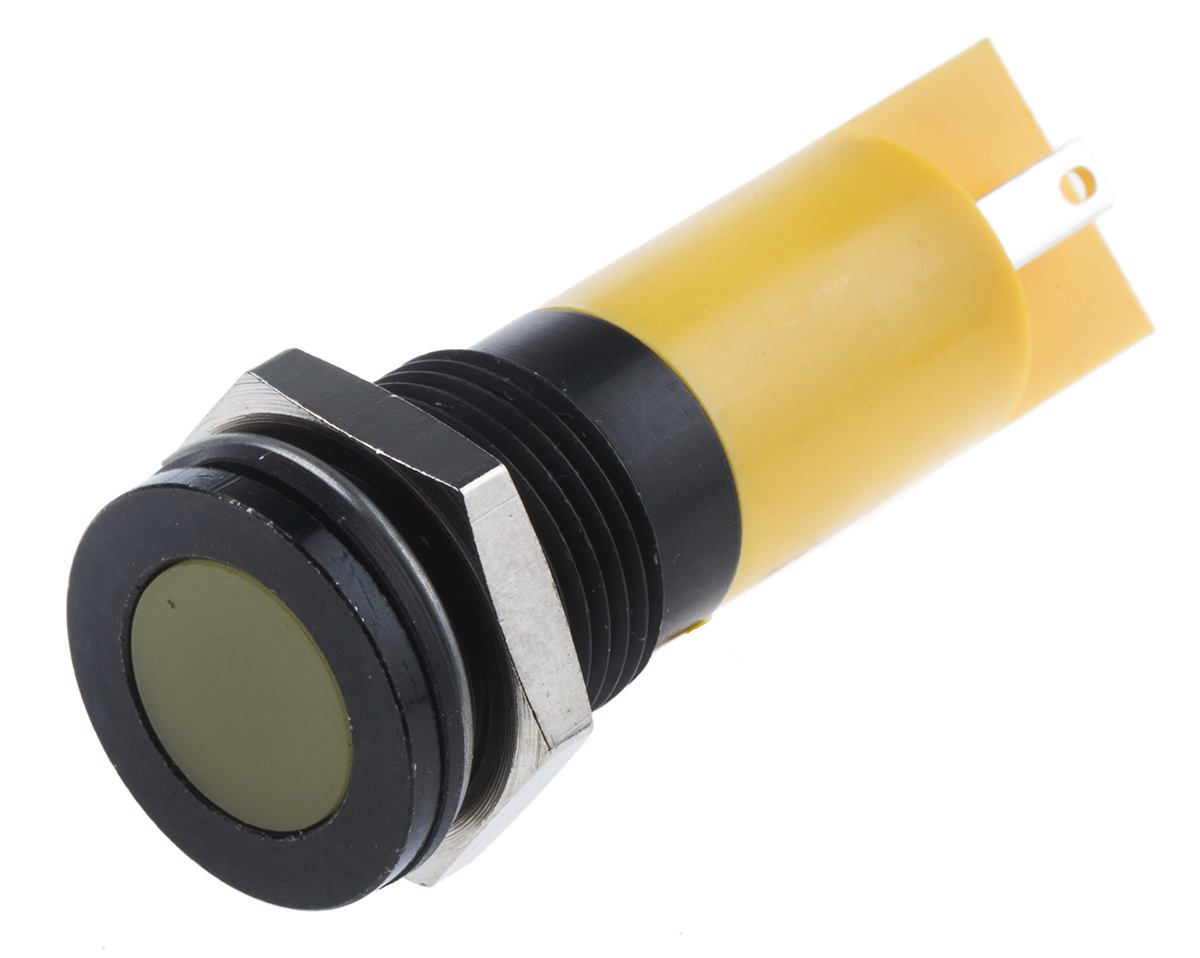 RS PRO Yellow Panel Mount Indicator, 24V dc, Solder Tab Termination, IP67